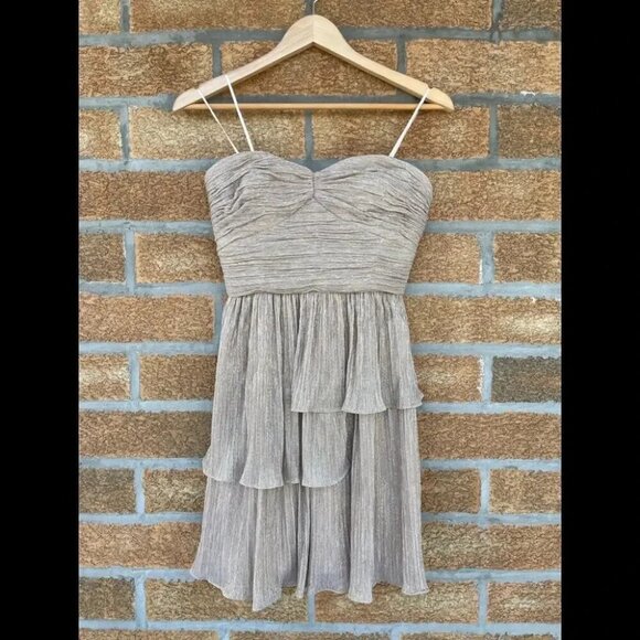 MAX & CLEO Rebecca' Ruched Metallic Dress 4 - Picture 3 of 14